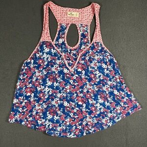 Hollister Floral Tank Top Racerback Keyhole Casual Cute Summer Top S‎